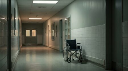 Couloir vide des urgences d'un hôpital la nuit