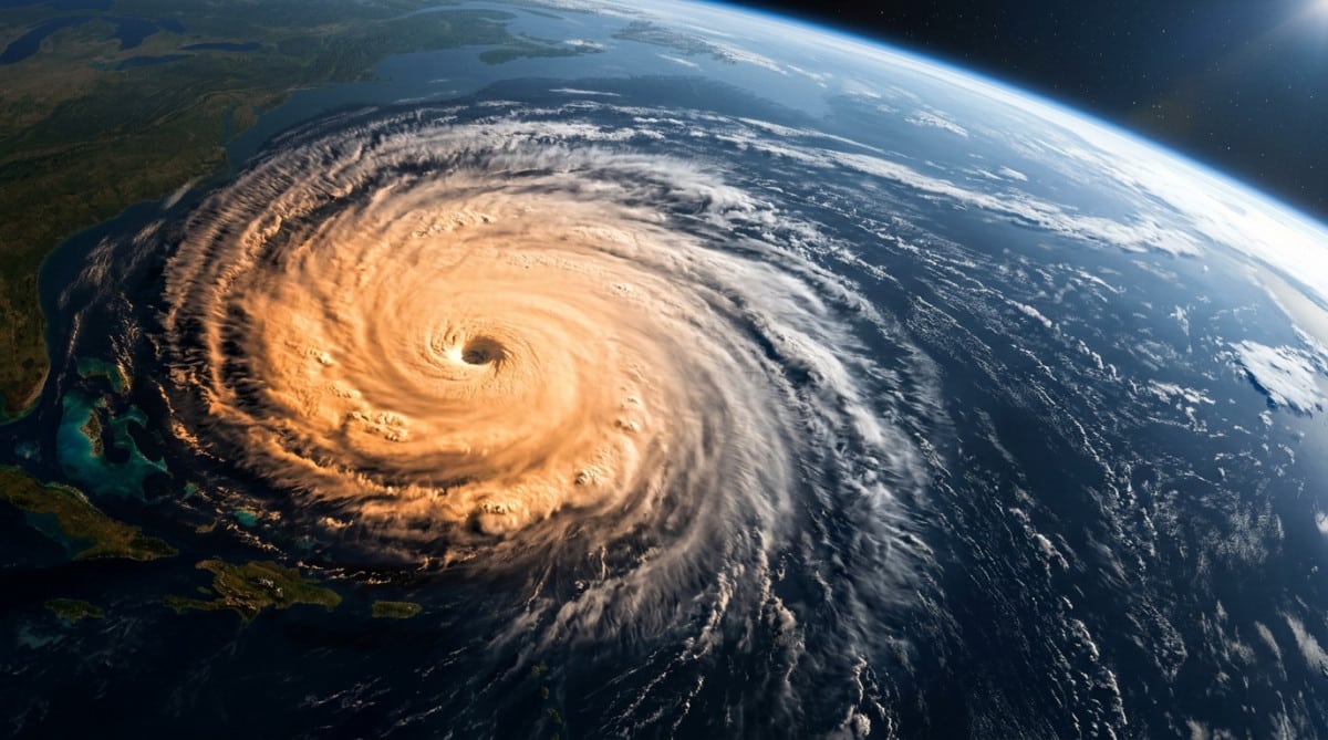 Vue aérienne d'un ouragan géant vu depuis l'espace