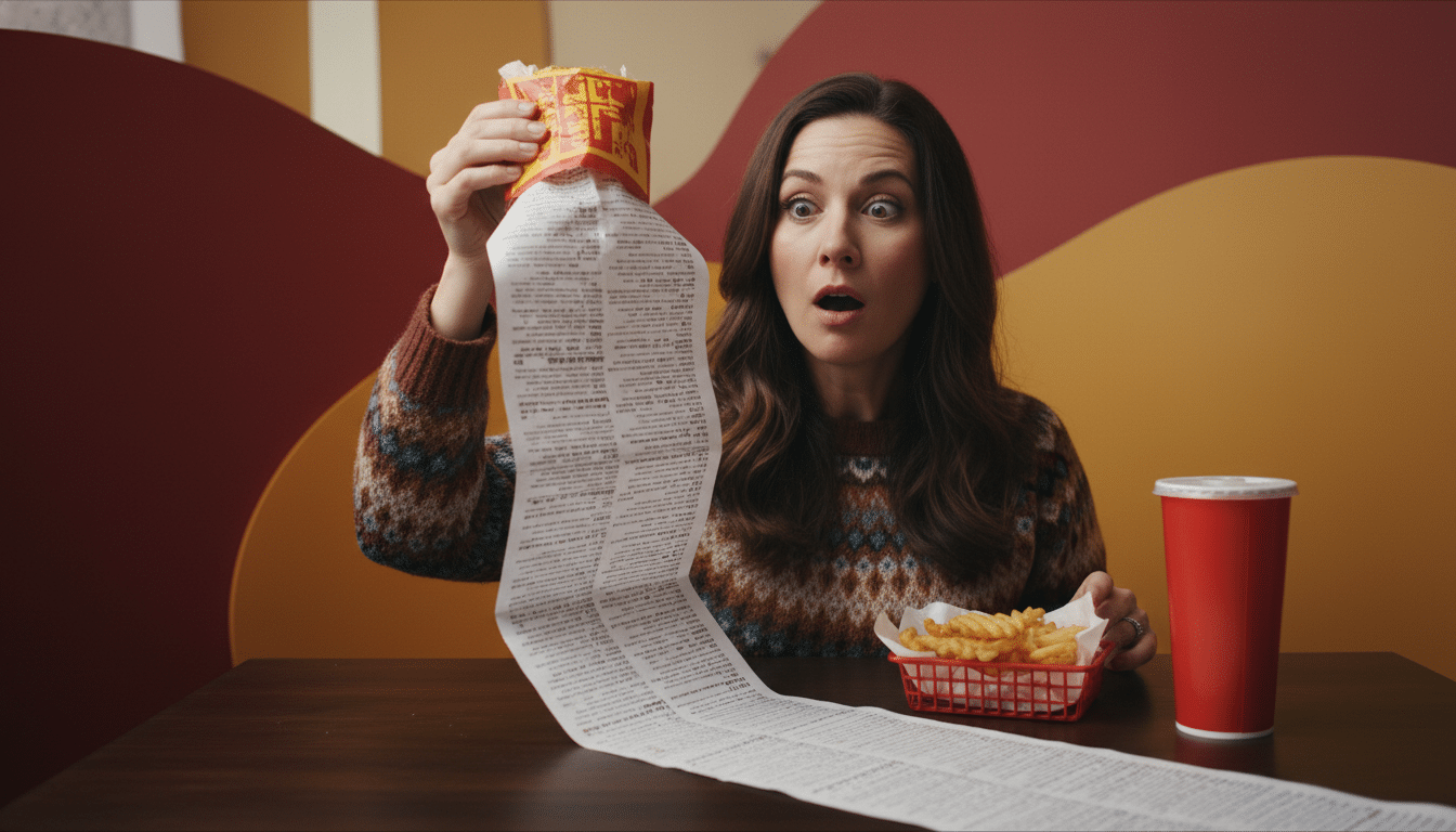 Femme surprise par la liste d'ingrédients du Big Mac