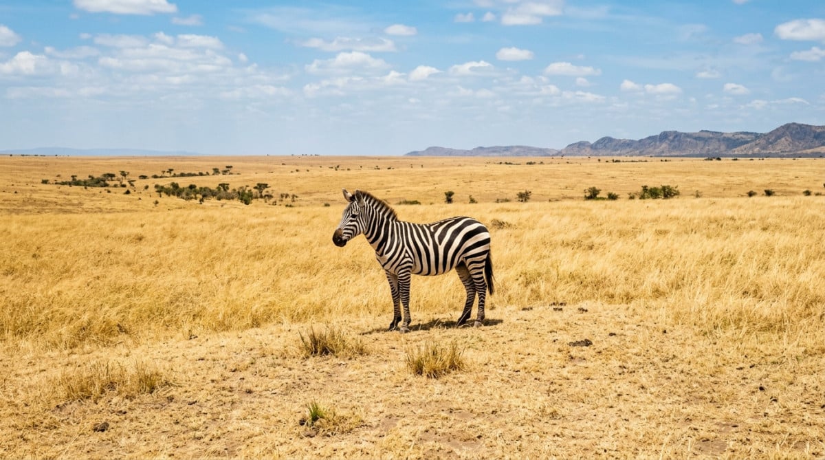 Zèbre solitaire dans la savane africaine dorée