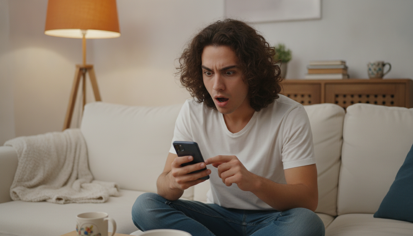 Personne surprise par le résultat sur sa calculatrice