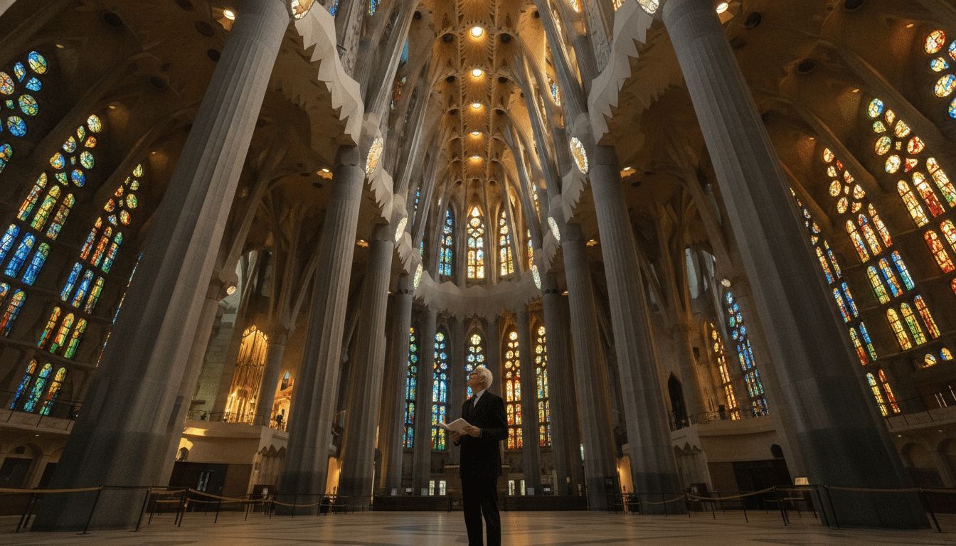 Intérieur lumineux de la Sagrada Familia à Barcelone