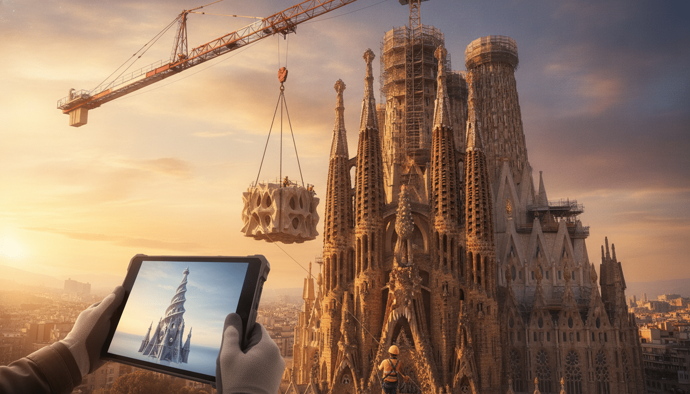 Travaux modernes sur les tours de la Sagrada Familia