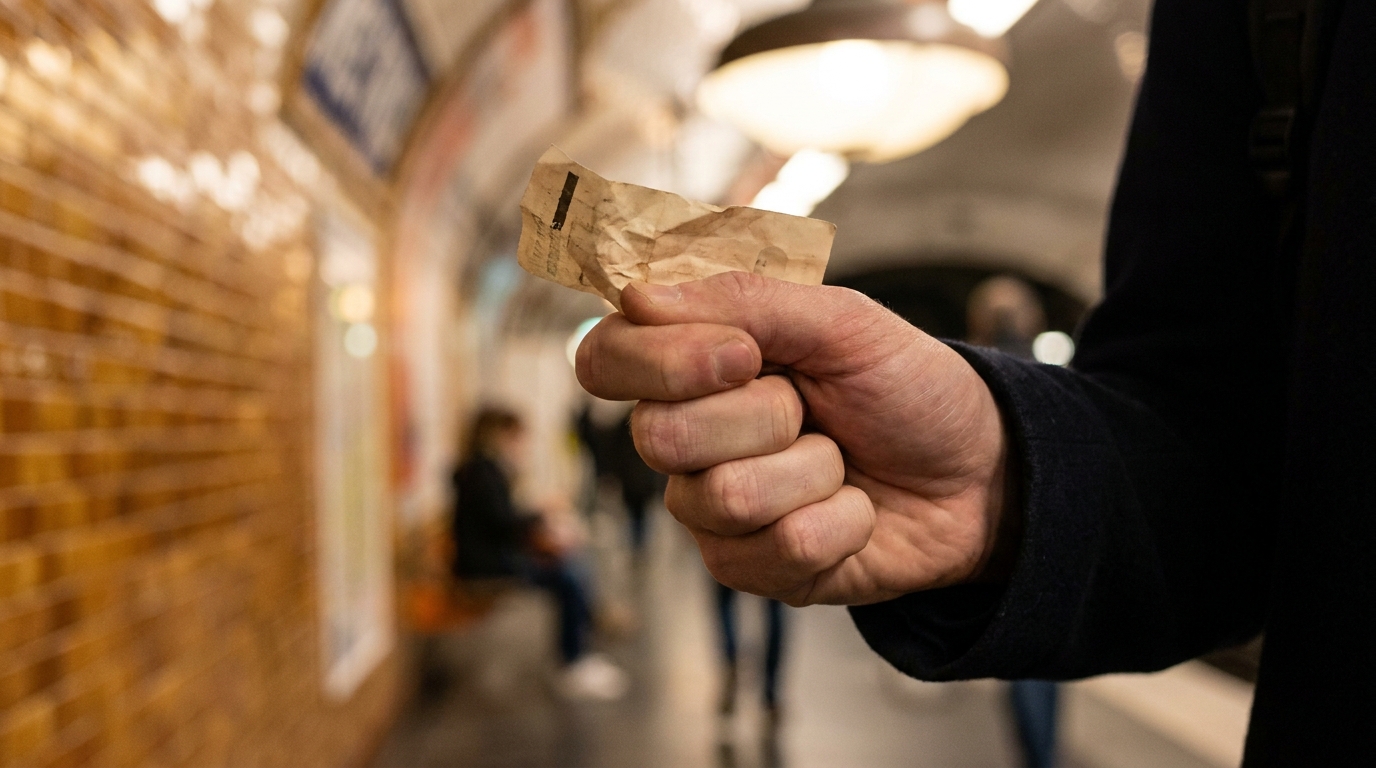 Main tenant un procès-verbal d'amende dans le métro
