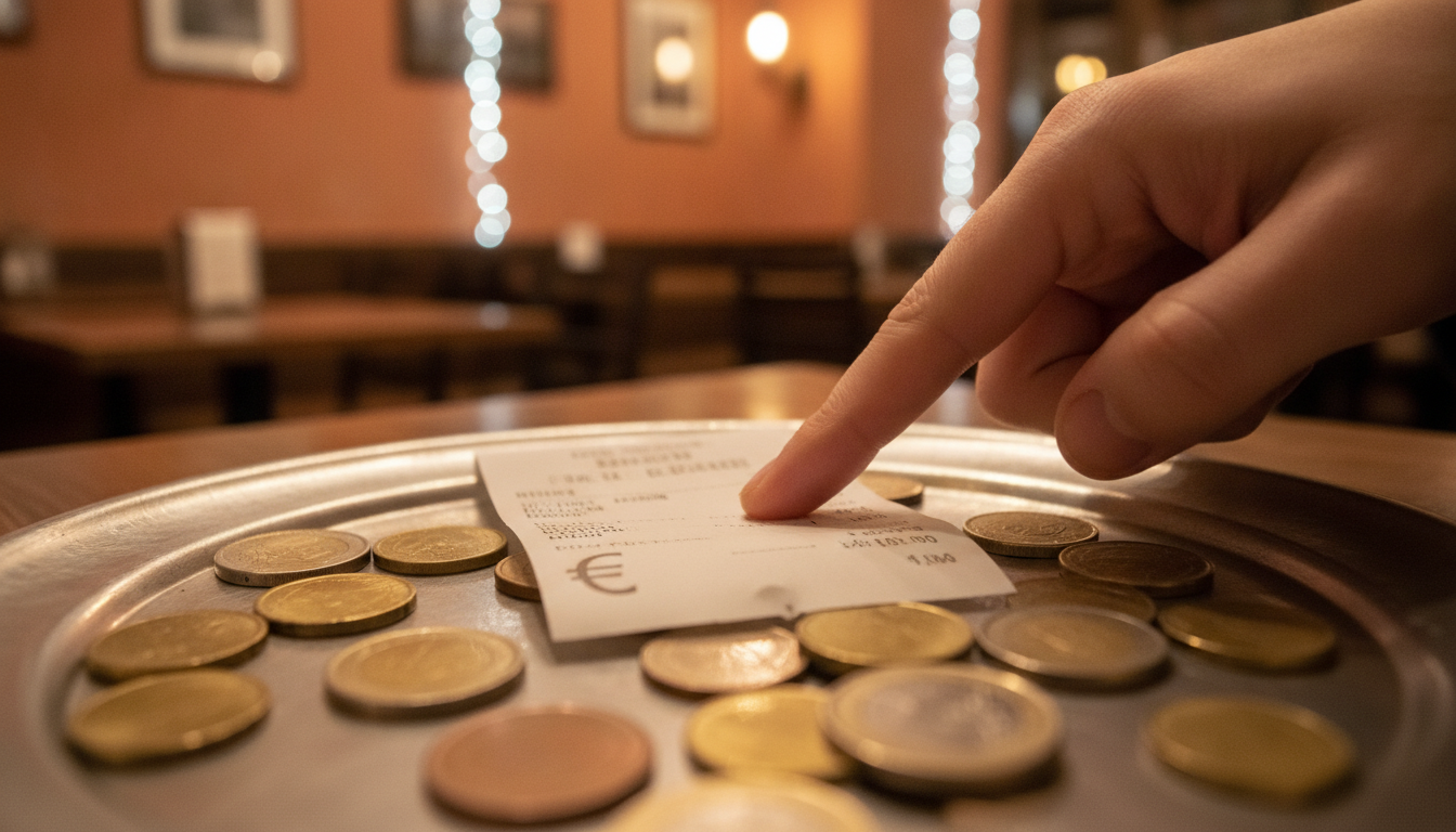 Addition de restaurant avec frais de service suspects en euros
