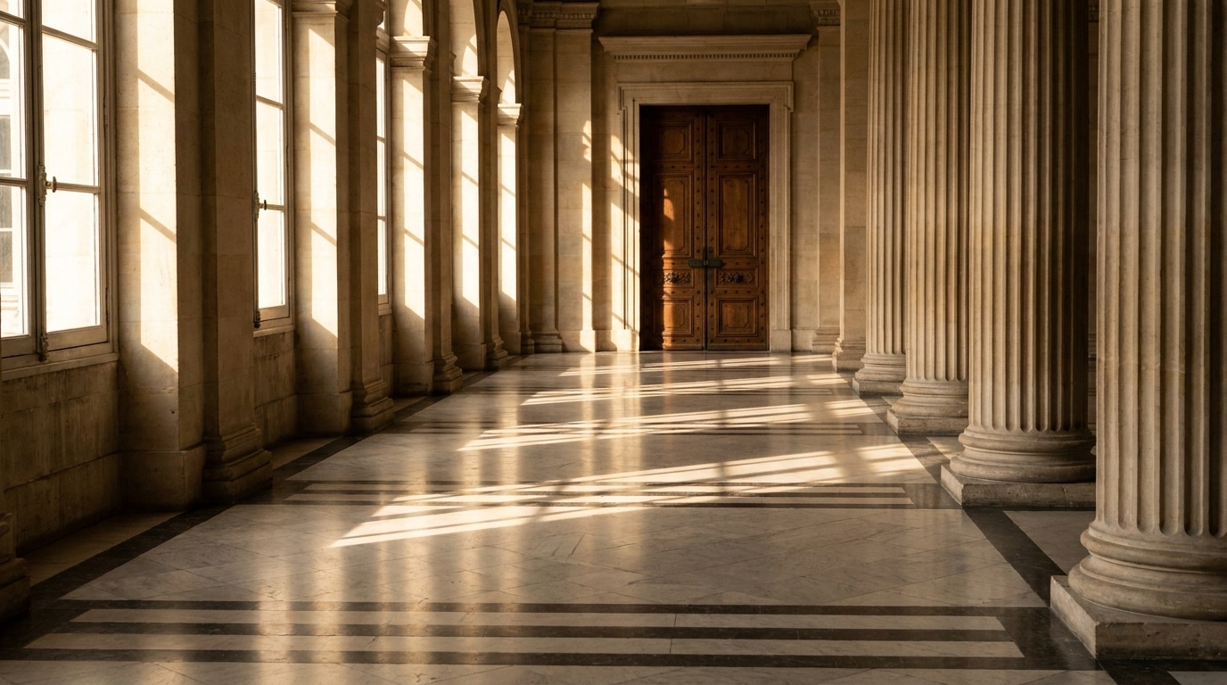 Couloir vide d'un palais de justice français
