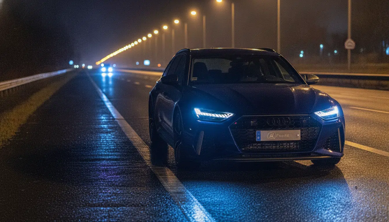 Audi RS6 de location arrêtée sur le bas-côté