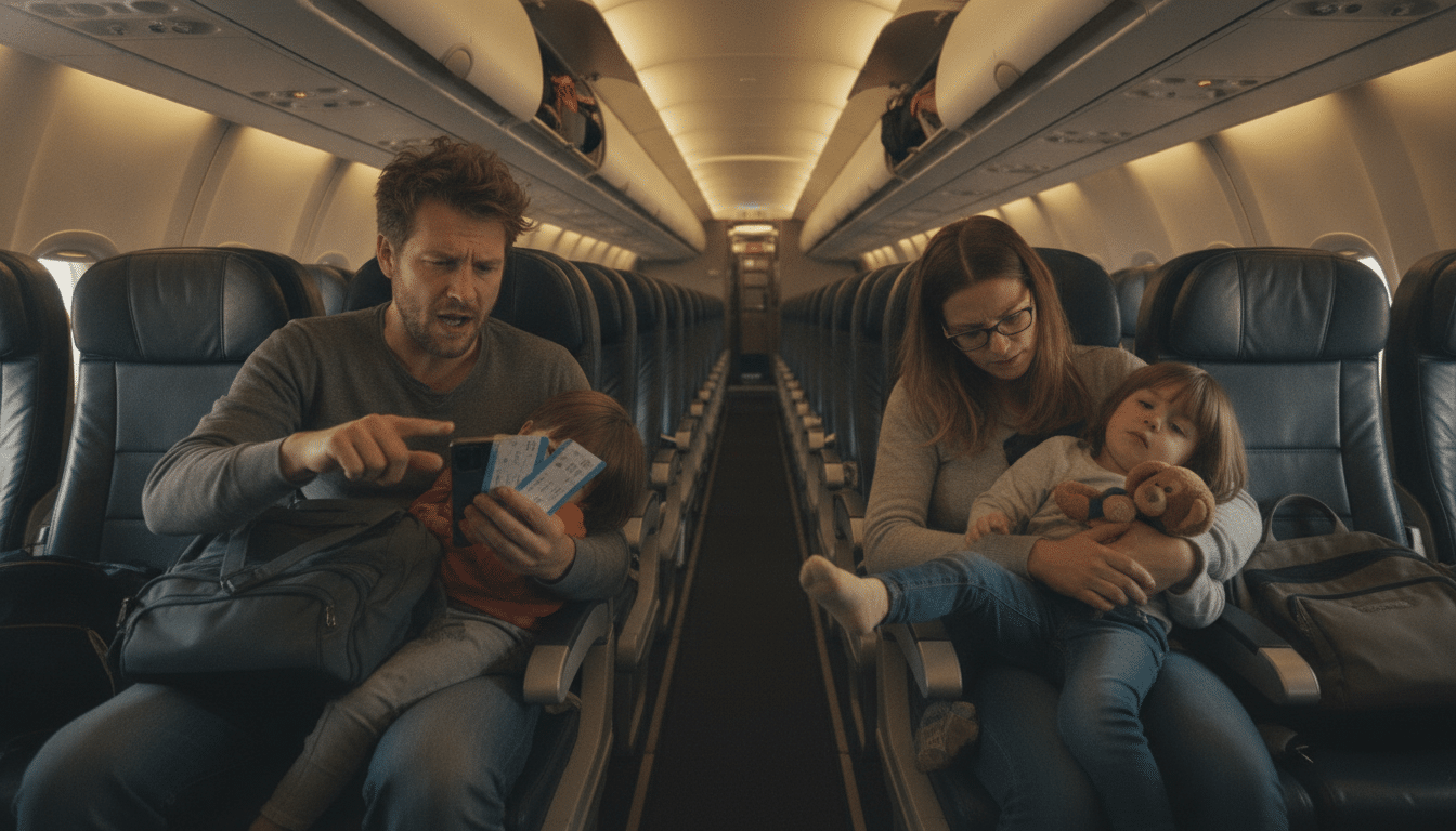 Famille avec enfants dans un avion low cost