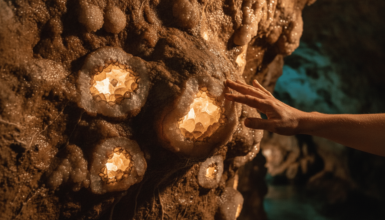 Géodes marines dans les parois d'une grotte