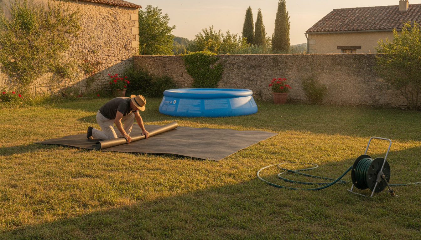 Préparation du sol avant installation d'une piscine gonflable