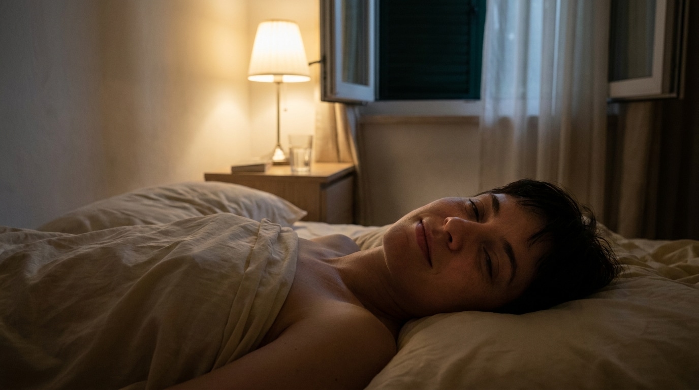 Personne allongée dans un lit frais en été