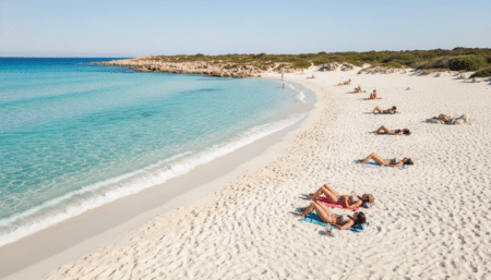 Plage turquoise de Sardaigne sans parasols ni ombre
