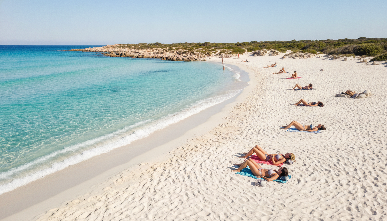 Plage turquoise de Sardaigne sans parasols ni ombre