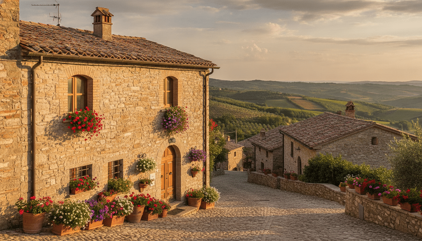 Maison en pierre dans un village perché des Abruzzes en Italie