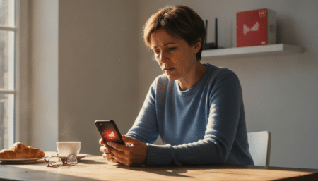 Abonné SFR consultant une notification opérateur sur smartphone