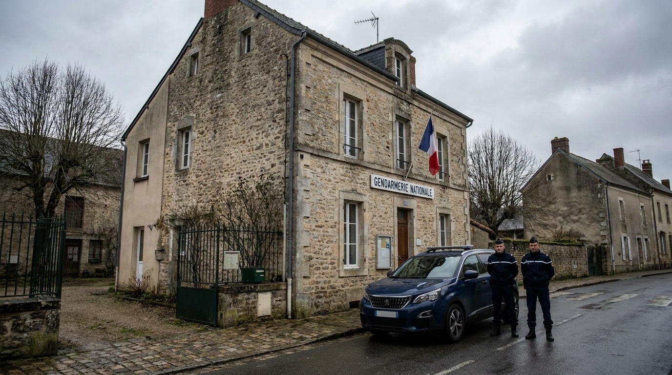Façade d'un commissariat de police en province française