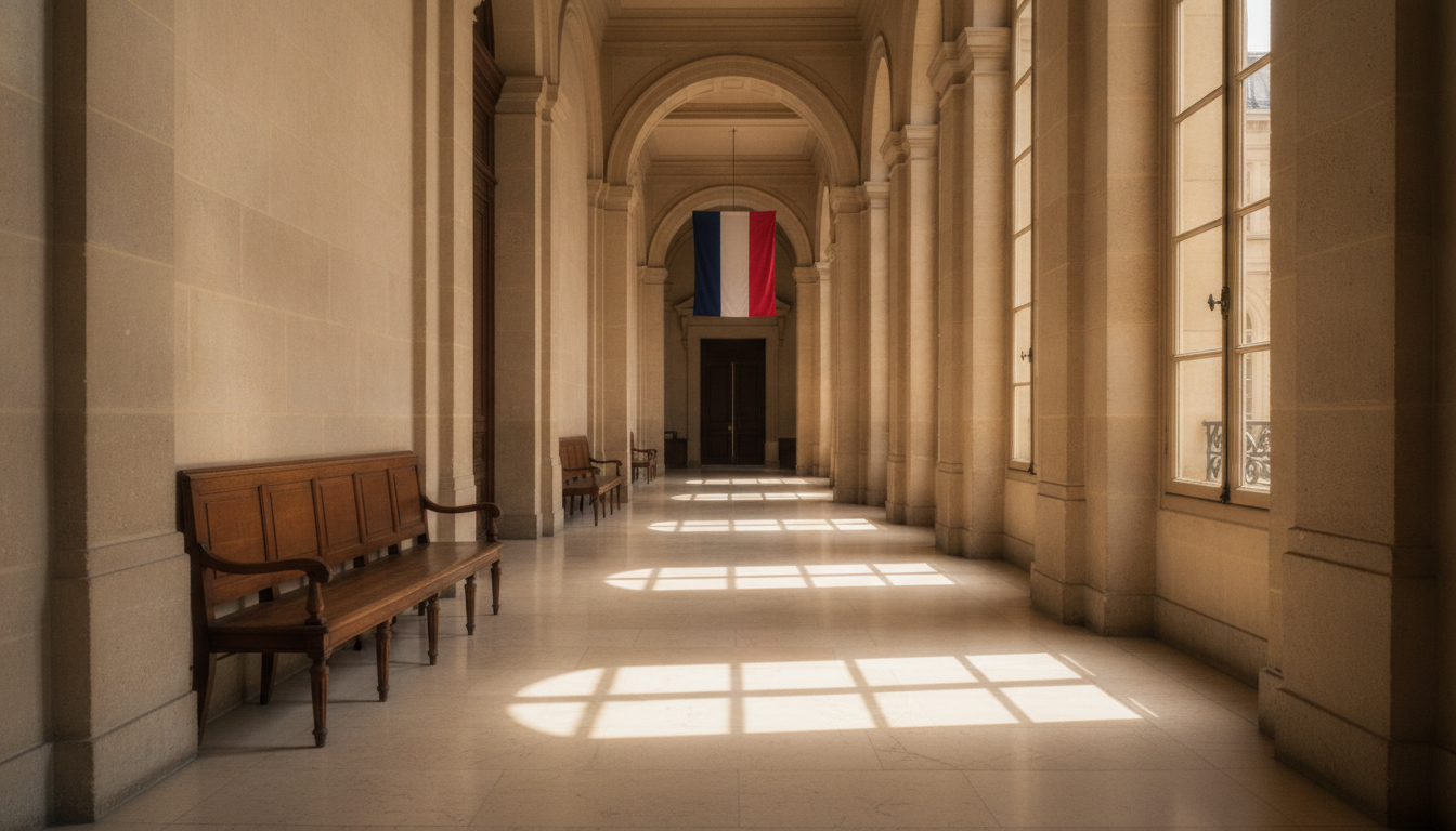 Couloir de palais de justice français vide