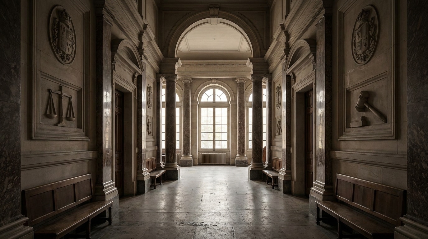 Couloir vide d'un palais de justice français