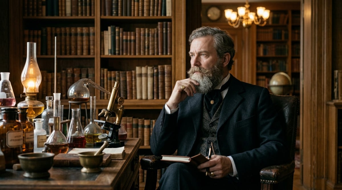 Alfred Nobel dans son bureau au XIXe siècle