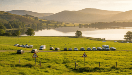 Voitures garées illégalement dans un champ du Lake District