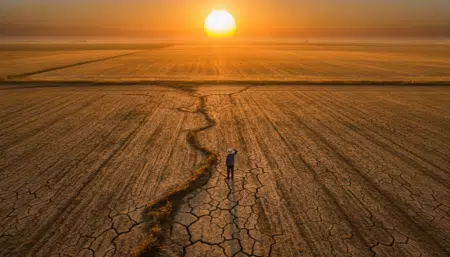 Terres agricoles asséchées sous un soleil brûlant en France