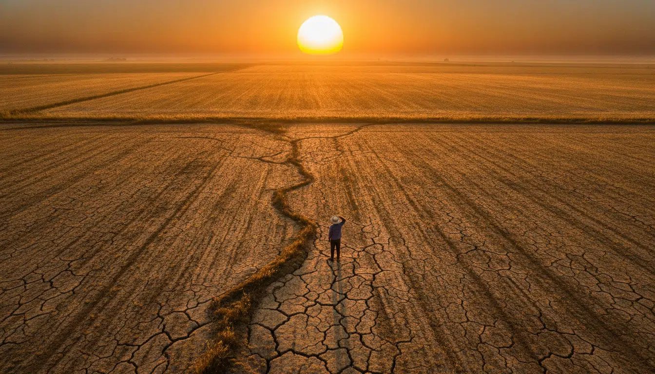 Terres agricoles asséchées sous un soleil brûlant en France