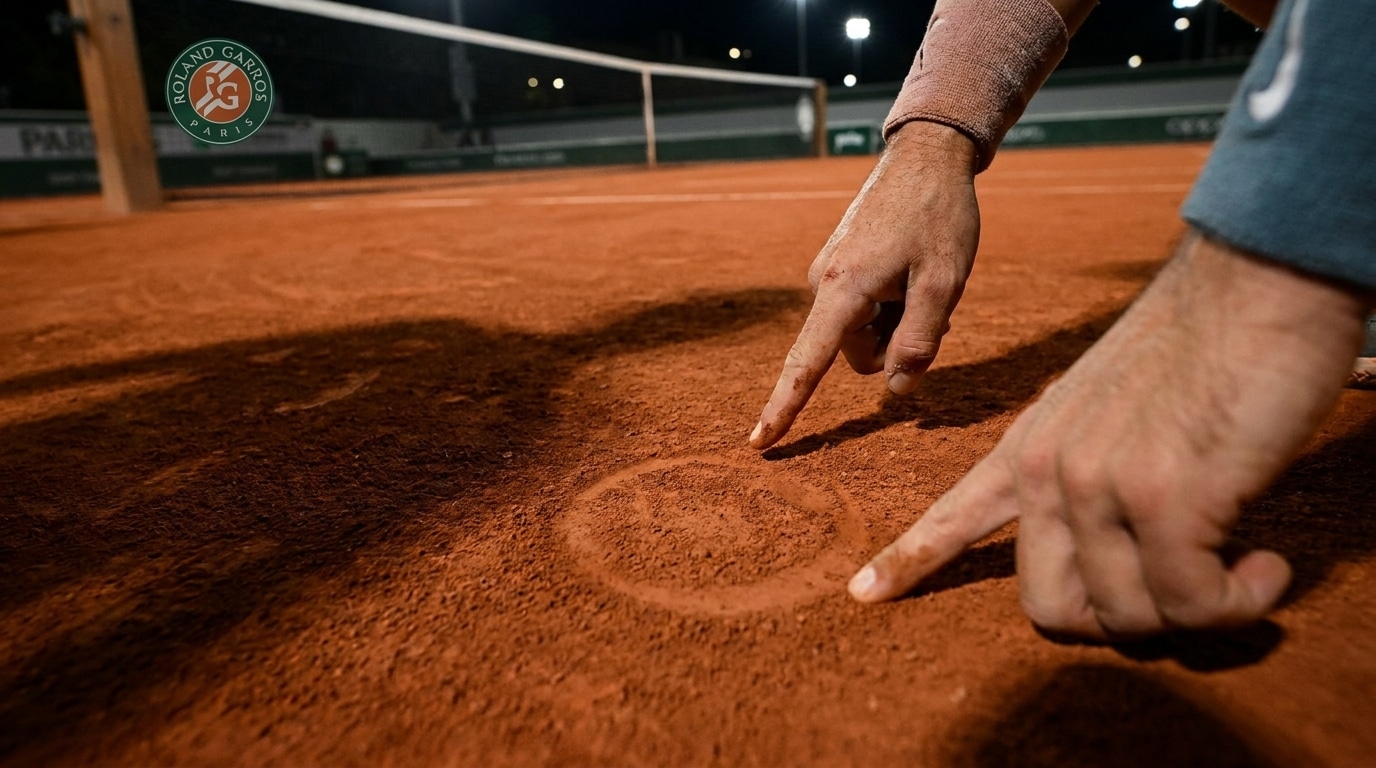 Marque de balle disputée sur terre battue rouge à Roland-Garros
