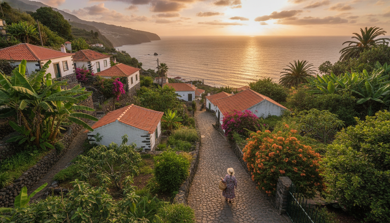 Village rural de Madère au Portugal avec vue sur l'océan