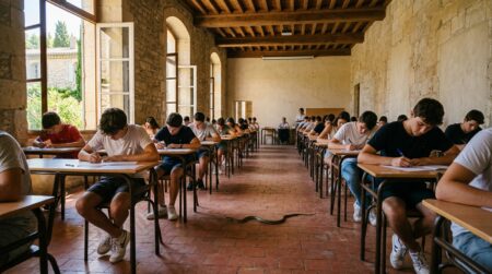Couleuvre dans une salle d'examen du bac à Nîmes