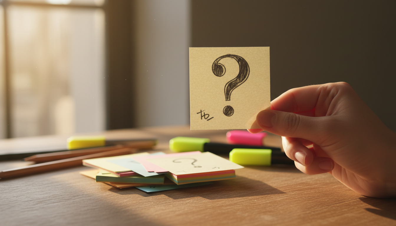 Main tenant une fiche de révision active sur une table