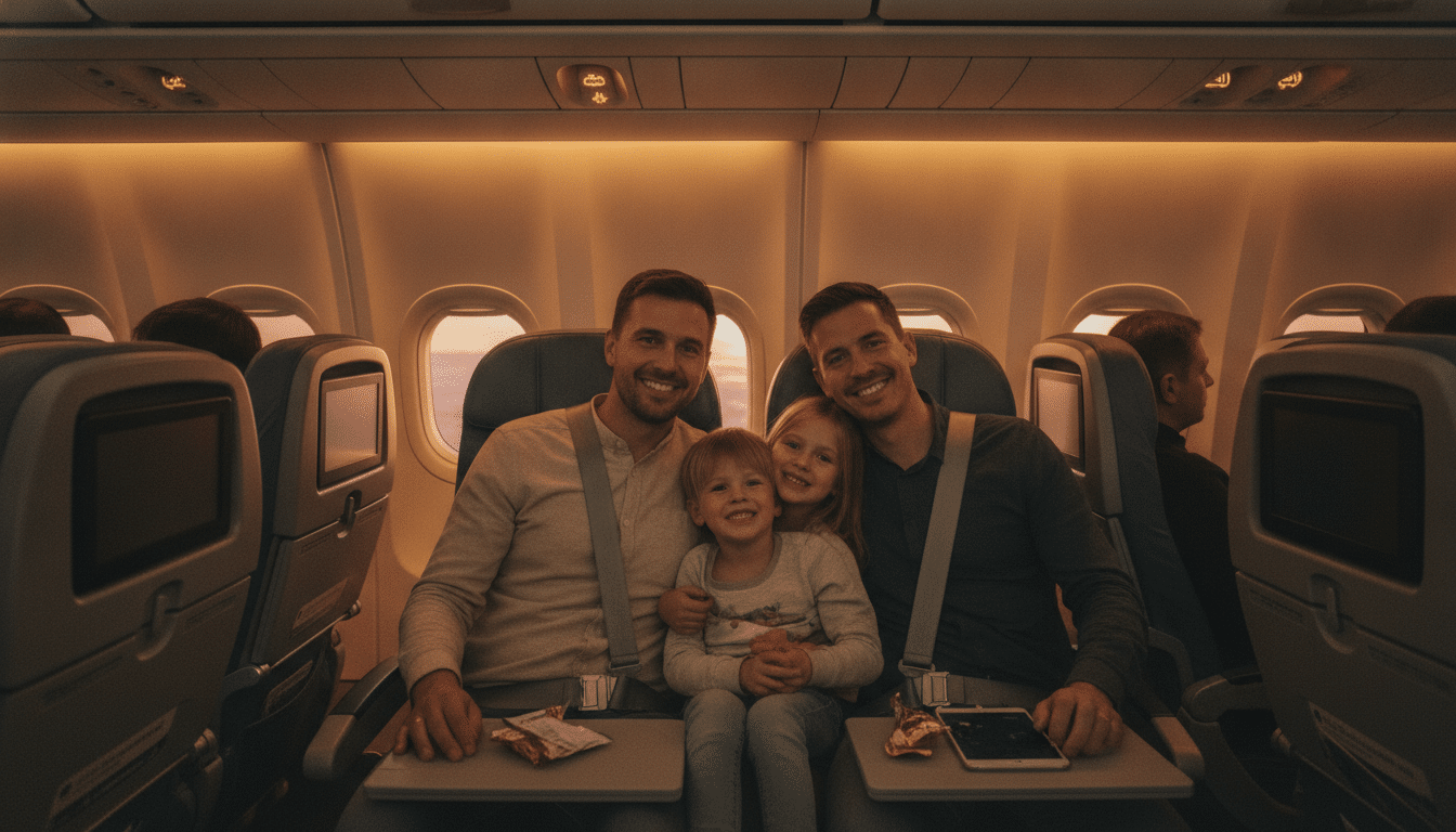 Famille assise côte à côte dans un avion