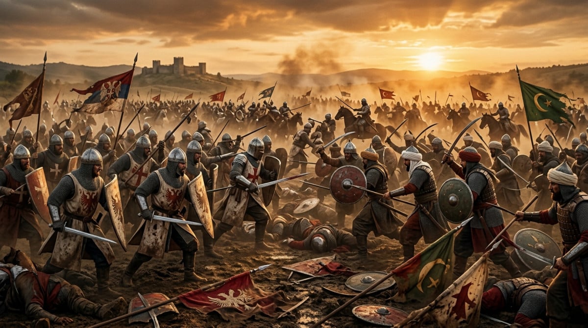 Bataille de Kosovo Polje entre Serbes et Ottomans en 1389