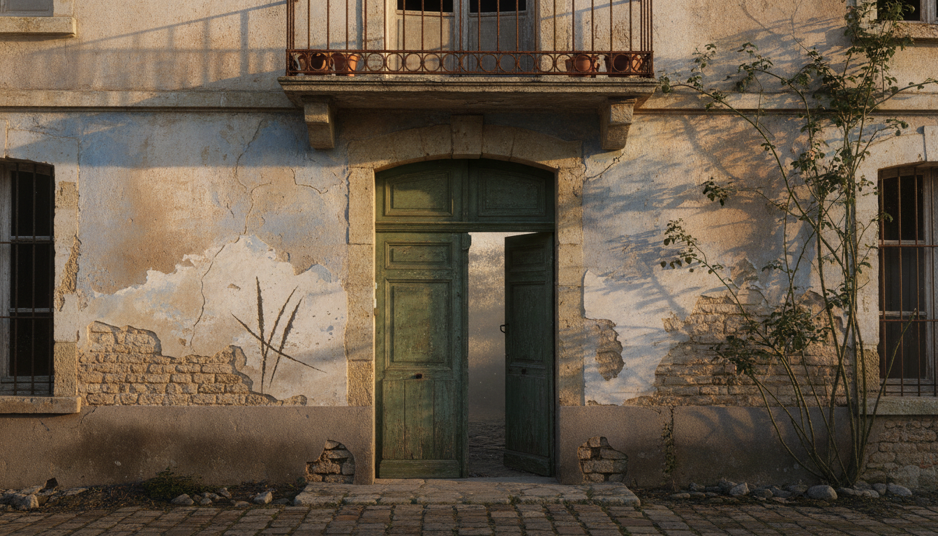 Façade d'une maison insalubre à Beauvais avec des traces de griffures