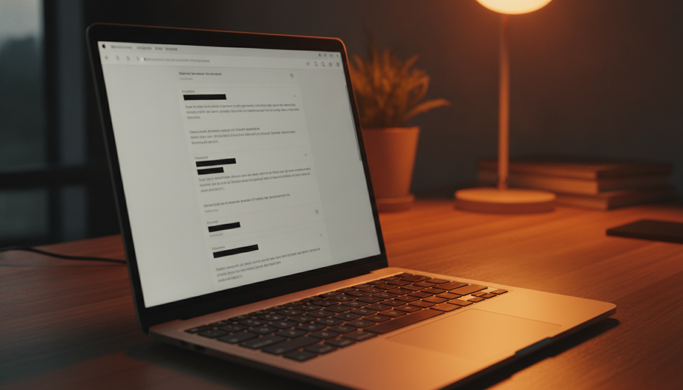 Emails confidentiels sur un écran d'ordinateur portable, évoquant les échanges révélés lors de l'audition