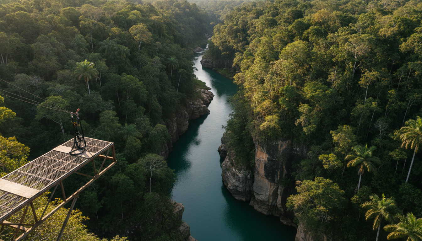 Plateforme de saut à l'élastique au-dessus d'un ravin au Brésil