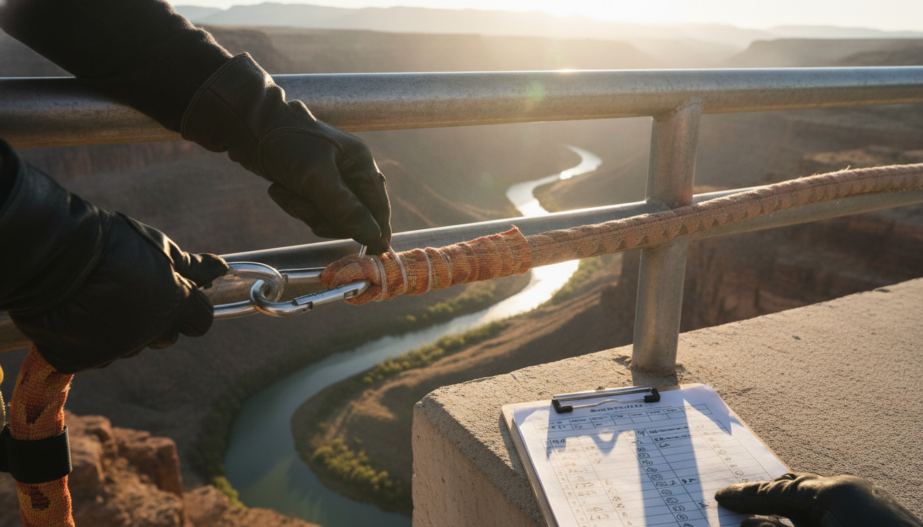 Vérification de sécurité d'un équipement de saut à l'élastique