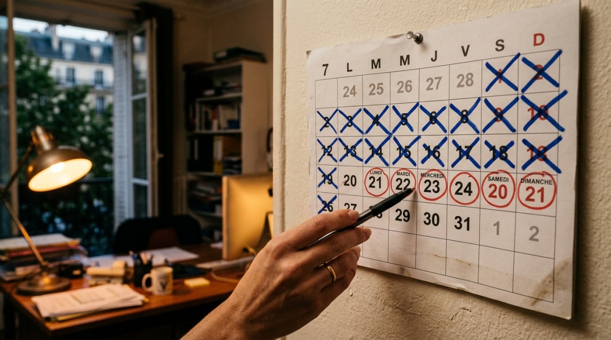 Calendrier avec jours de congés payés non pris