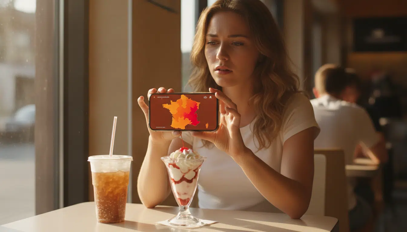 Carte de vigilance canicule sur smartphone avec sundae