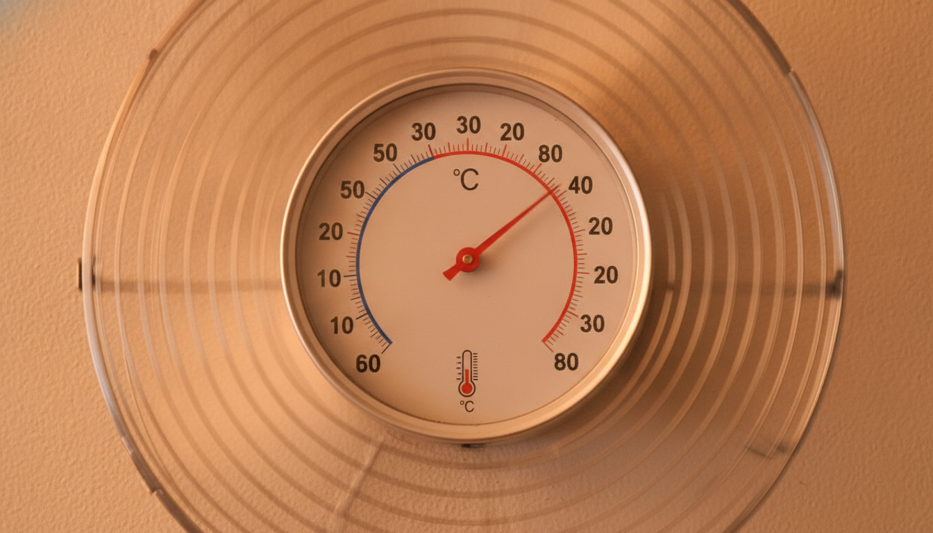 Thermomètre intérieur affichant 38 degrés en canicule