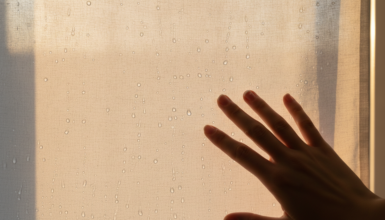 Évaporation de l'eau sur un tissu humide devant une fenêtre