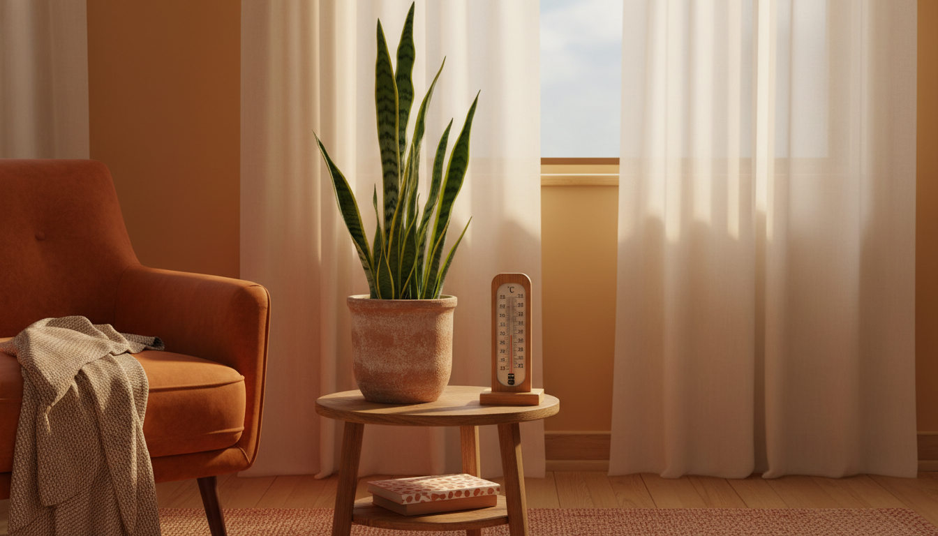 Sansevieria en pot dans un salon chaud et lumineux