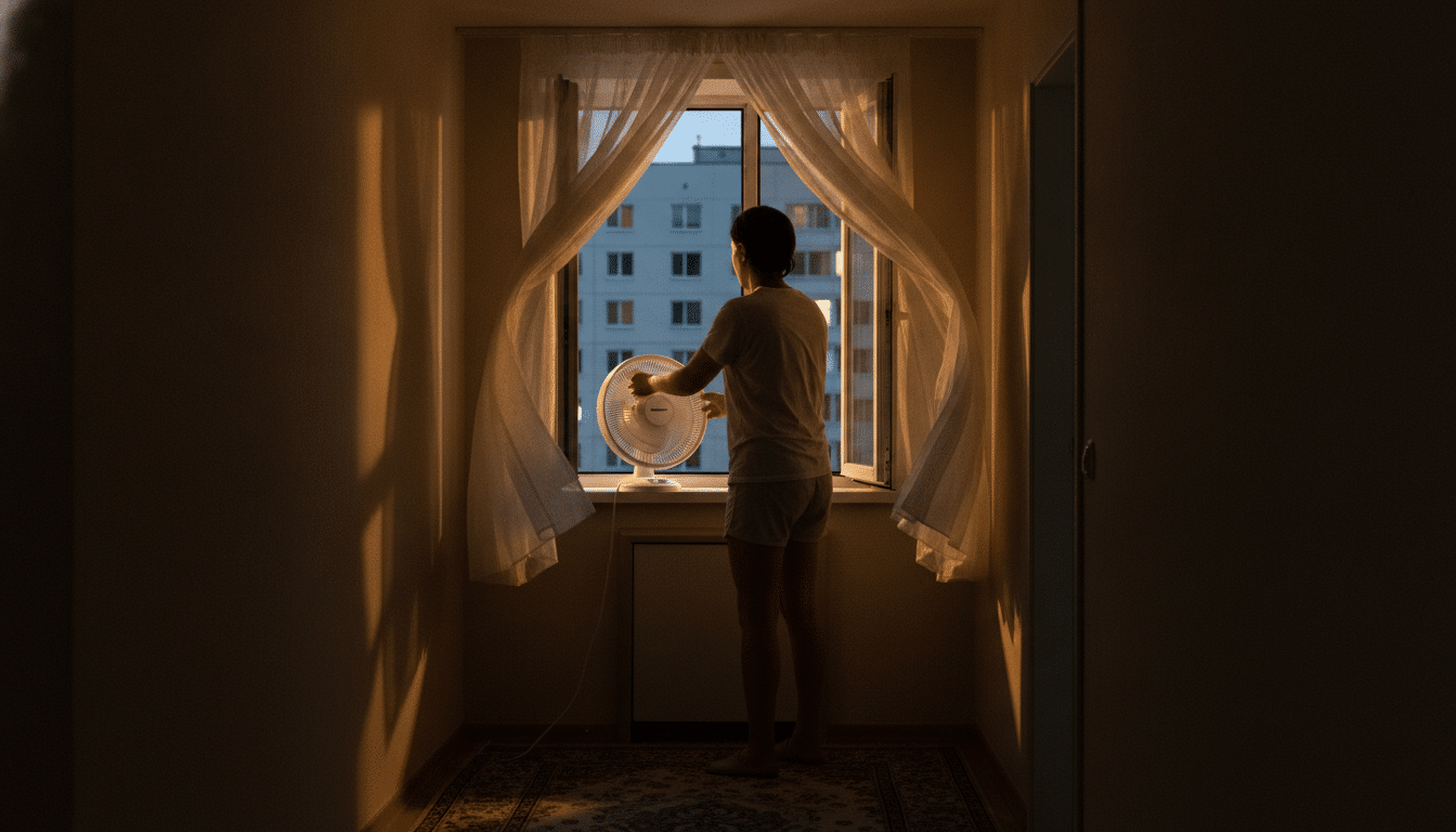 Ventilateur positionné à la fenêtre pour créer un courant d'air