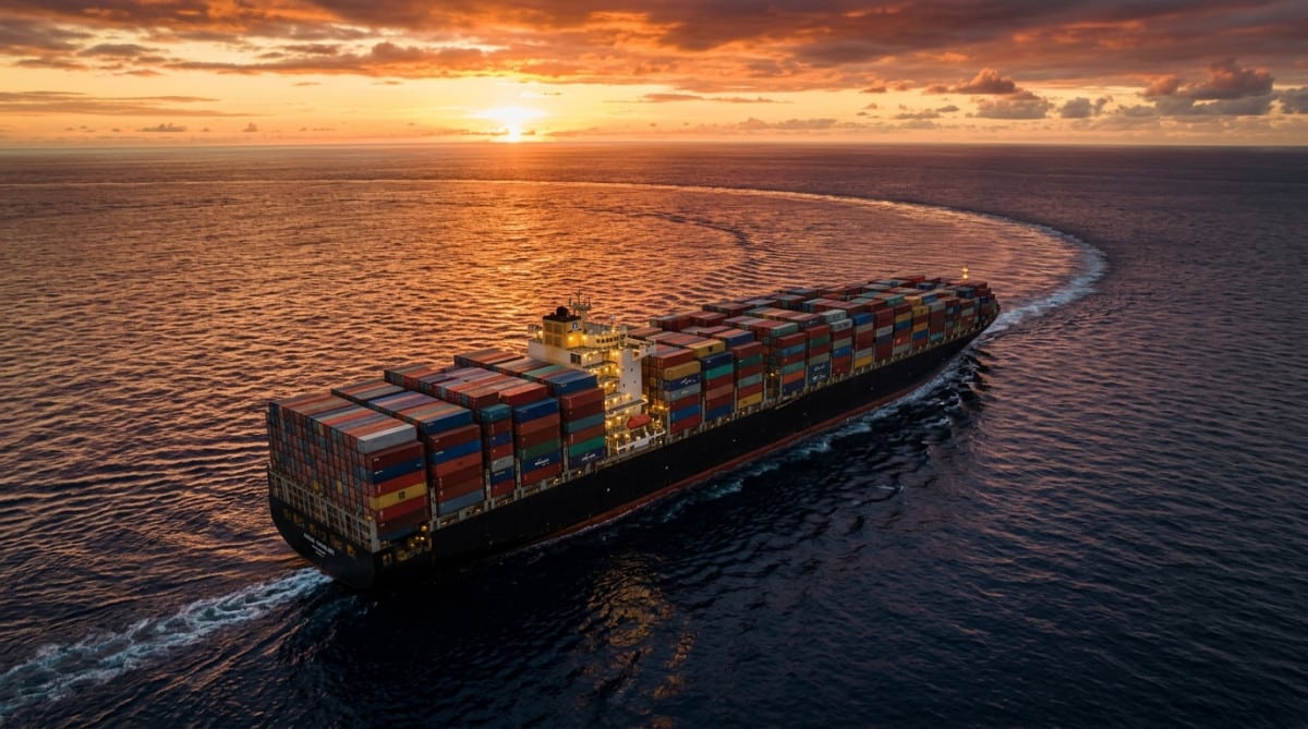 Cargo traversant l'océan chargé de conteneurs