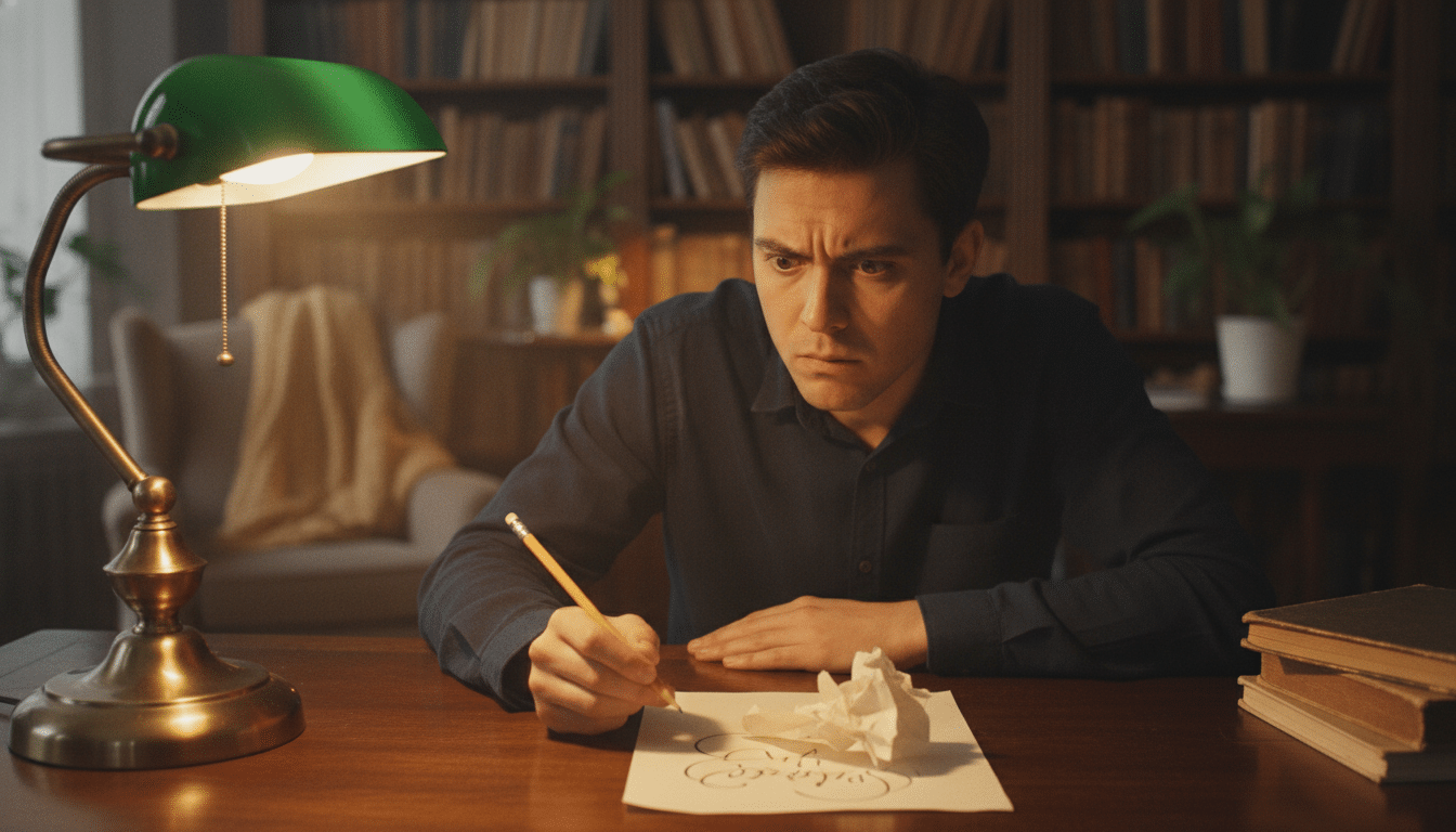 Personne perplexe devant un énoncé logique sur papier