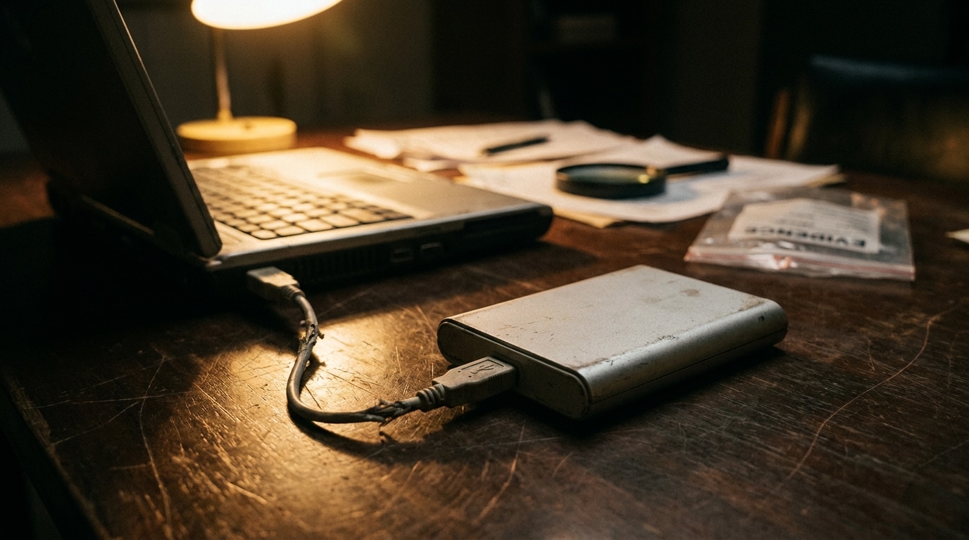 Disque dur externe branché sur un ordinateur portable
