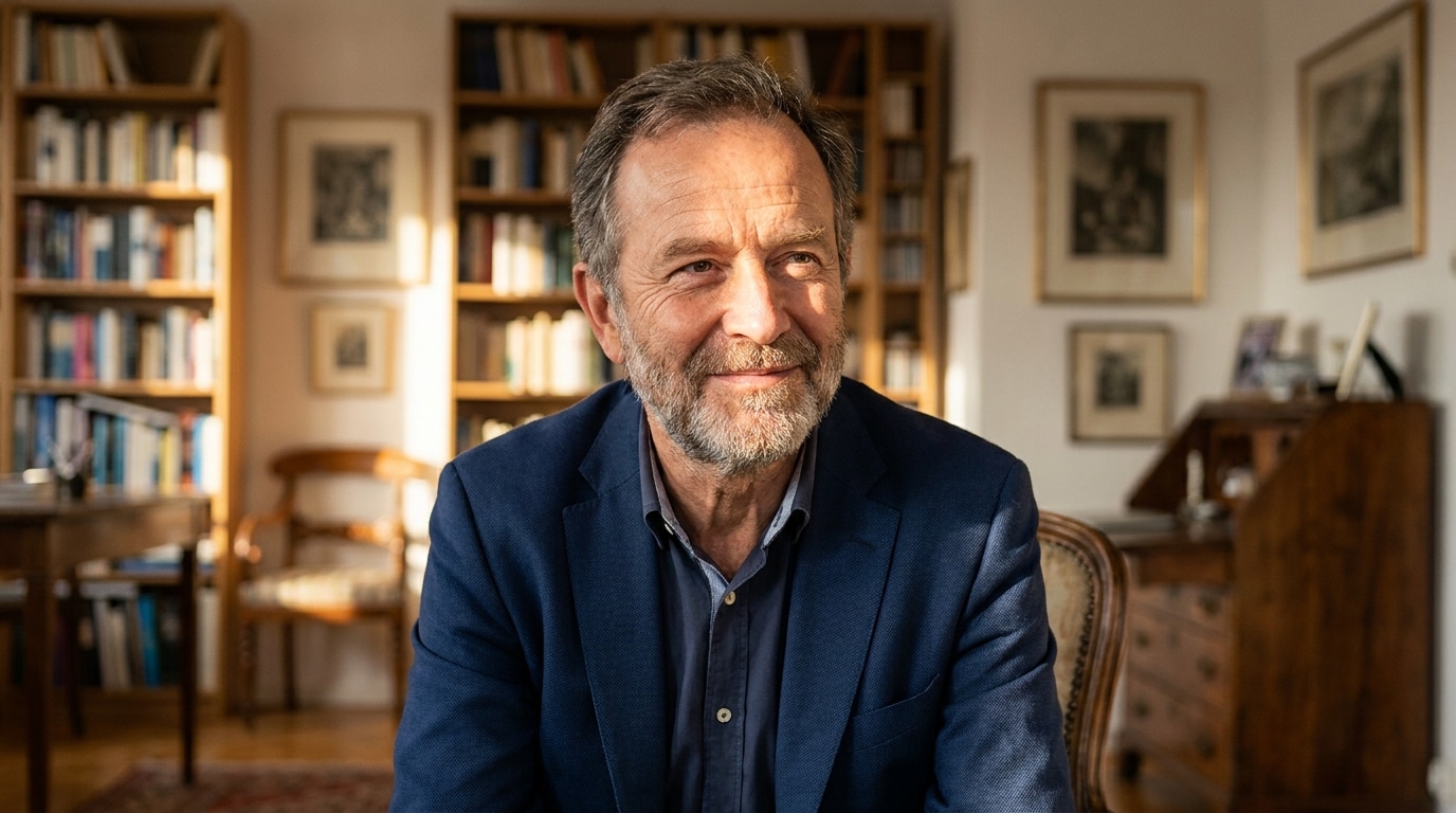 Portrait d'un homme en blazer dans un intérieur parisien