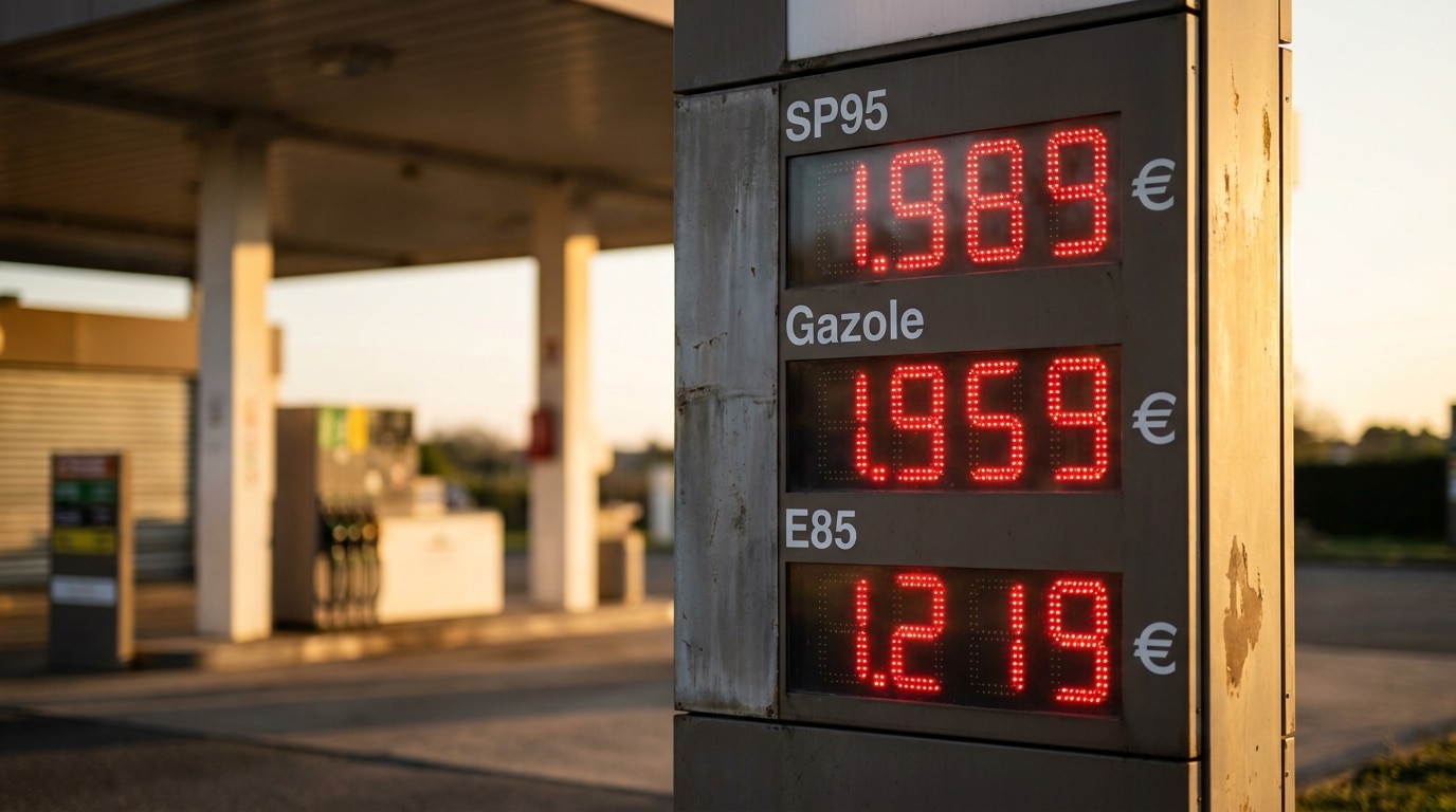Panneau de prix dans une station-service française