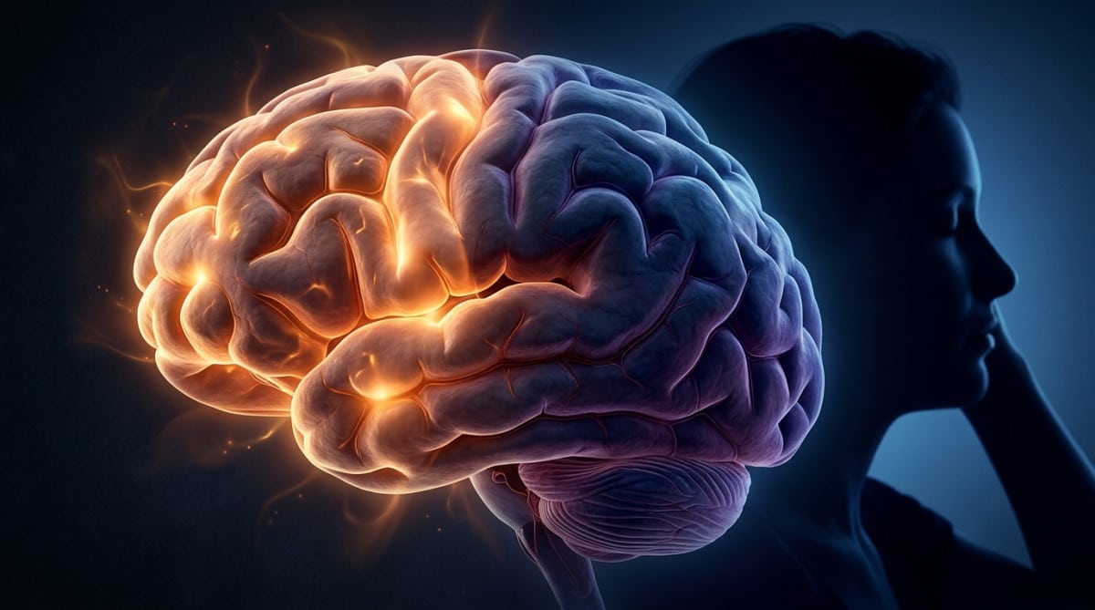 Cerveau avec zones actives et endormies illustrées