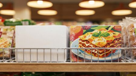 Deux boîtes de lasagnes surgelées côte à côte en rayon