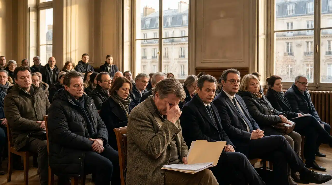 Salle des criées bondée au tribunal de Paris